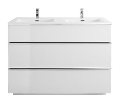 Meuble sous vasque à  poser Pamili blanc 120 cm + plan double vasque