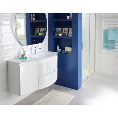 Meuble Sous Vasque Cooke Lewis Blanc Vague 104 Cm Complement Gauche Plan Vasque En Resine Castorama