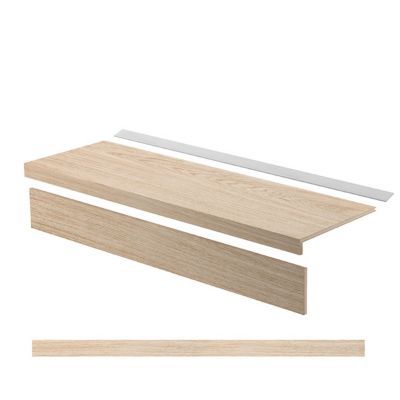 Kit habillage rénovation 2 marches chêne brut L.140 cm