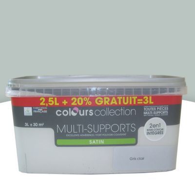 Peinture multi-supports Gris clair Satin 2,5L +20% | Castorama