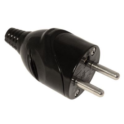 Fiche mâle droite 16A noir glossy Diall