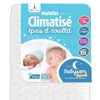 Matelas BÃ©bÃ© ClimatisÃ© - 1 Face ÃtÃ© FraÃ®che et 1 Face Hiver OuatinÃ©e - Anti-acarien - Oeko-Tex - Fabrication franÃ§aise