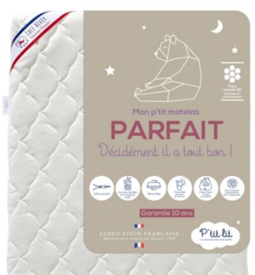 Matelas Enfant/BÃ©bÃ© Parfait - 2 Faces : Respirant l'ÃtÃ© / Douillet l'Hiver - DÃ©houssable - Anti Acarien