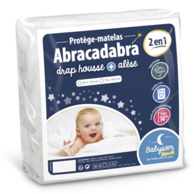 Protège Matelas Bébé 2 en 1 - Drap housse + Alèse Imperméable - Jersey 100% Coton - Souple et Silencieux - Oeko-Tex