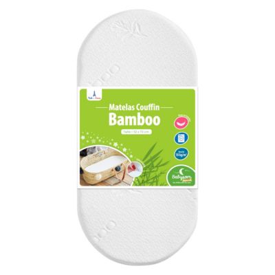 Matelas de Couffin Bamboo - 72x32x4 cm - Landau - Nacelle - Berceau - Viscose au toucher Ultra Doux - Forme Ovale - Déhoussable