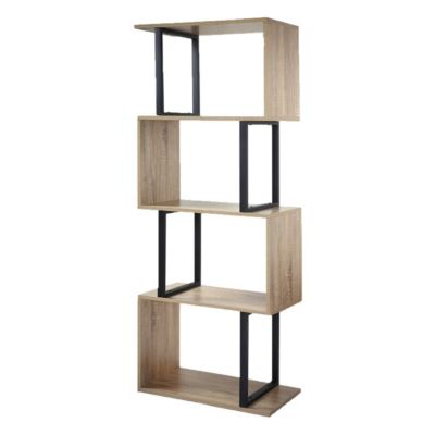 Bibliothèque 4 Niveaux Décor Bois et Montants Métal H148 cm - vue 2