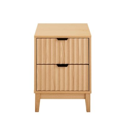 Table de chevet avec 2 tiroirs aux façades effet vague H52 cm - BOLOGNE