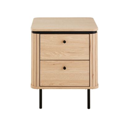 Table de chevet 2 tiroirs avec côtés effet rainuré H55 cm MALAGA - vue 2