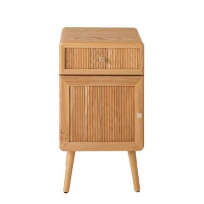 Chevet 1 porte et 1 tiroir avec façades lamellées H71 cm AVA