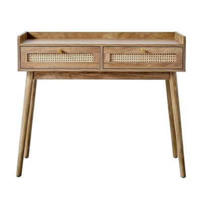 Console 2 tiroirs avec façades en rotin PALMO