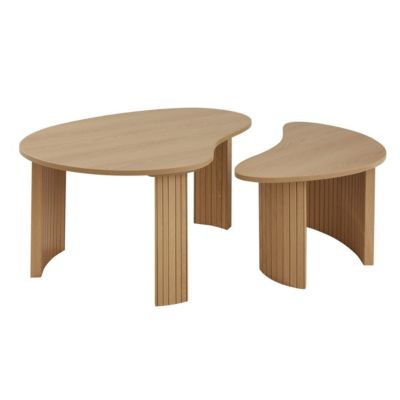 Lot de 2 tables basses forme organique décor bois THÉA - vue 2