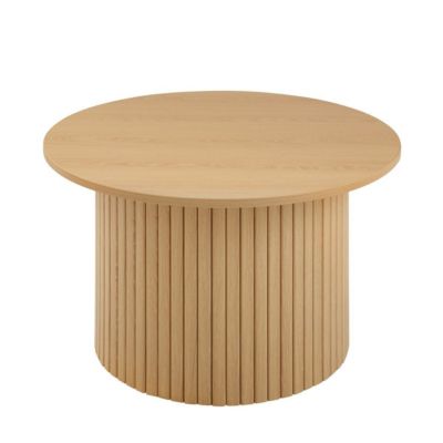 Table basse ronde avec pied à lattes décor bois ELIE - vue 2