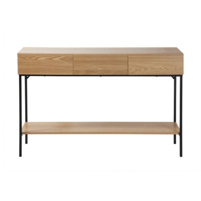 Console 3 tiroirs avec 1 tablette décor bois et métal L120 cm TESSA