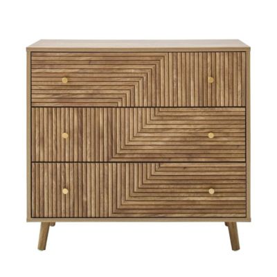 Commode 3 tiroirs façades lamellées EDEN - vue 2
