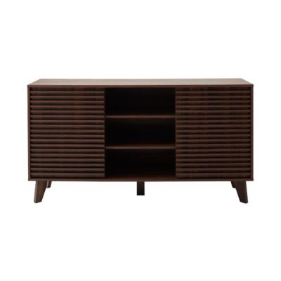 Buffet 2 portes coulissantes façades effet bois rainuré L140 cm FRIBOURG