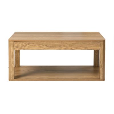 Table basse avec 2 plateaux rectangulaires effet bois L90 cm - CELIA