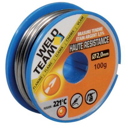 Bobine d'étain argent haute résistance Weldteam 100g