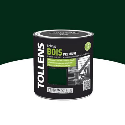 Peinture bois extérieur Tollens vert basque satin 0,5L ...