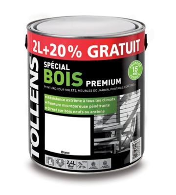 Peinture extérieure bois premium blanc Tollens 2L + 20% gratuit