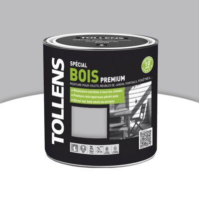 Peinture extérieure bois premium platine satin Tollens 2L