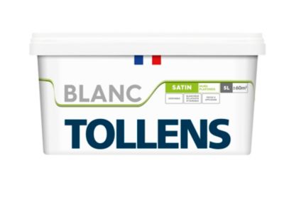 Peinture Tollens murs et plafonds satin blanc 5L