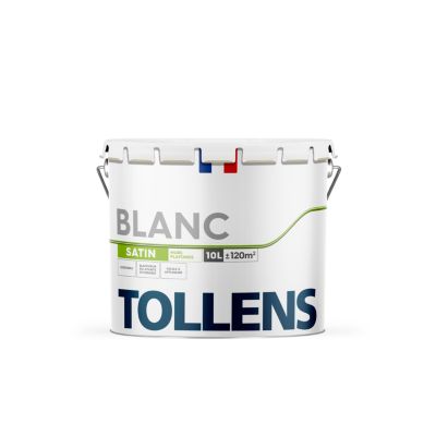 Peinture Tollens murs et plafonds satin blanc 10L