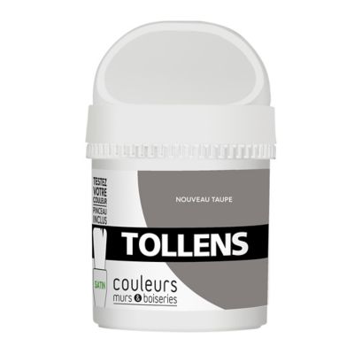 Testeur peinture murs et boiseries Tollens nouveau taupe satin 50ml