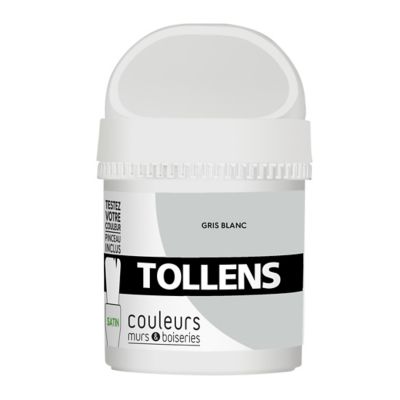 Testeur peinture murs et boiseries Tollens gris blanc satin 50ml