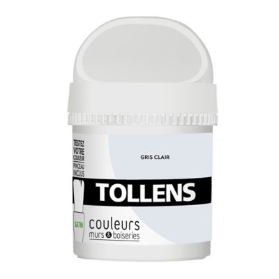 Testeur peinture murs et boiseries Tollens gris clair satin 50ml
