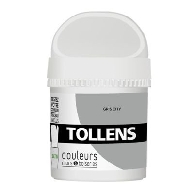 Testeur peinture murs et boiseries Tollens gris city satin 50ml