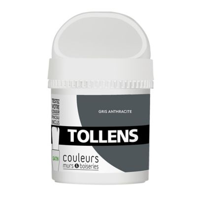 Testeur peinture murs et boiseries Tollens gris anthracite satin 50ml