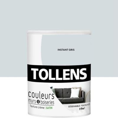 Peinture murs et boiseries Tollens instant gris satin 0,75L