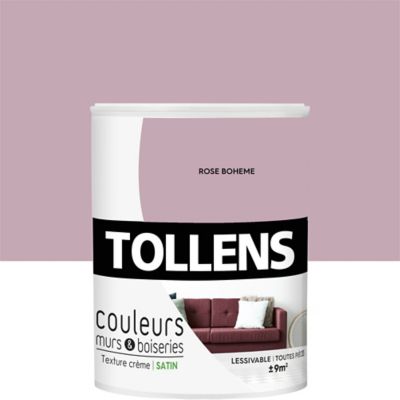Peinture murs et boiseries Tollens rose bohème satin 0,75L