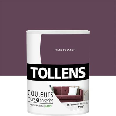 Peinture murs et boiseries Tollens prune de saison satin 0,75L