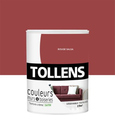 Peinture murs et boiseries Tollens rouge salsa satin 0,75L