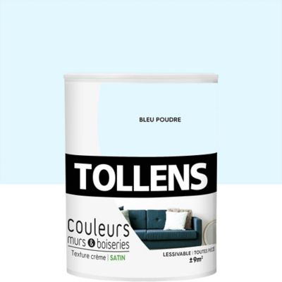 Peinture murs et boiseries Tollens bleu poudré satin 0,75L