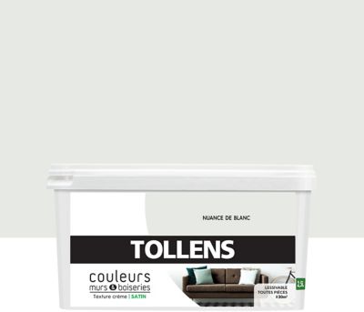 Peinture murs et boiseries Tollens nuance de blanc satin 2,5L