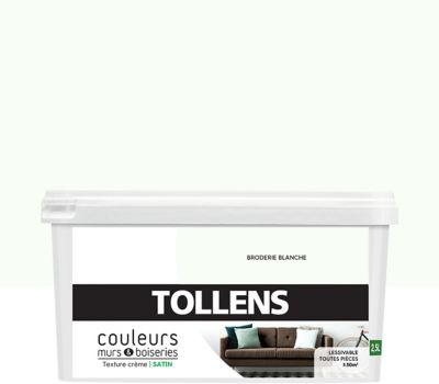Peinture murs et boiseries Tollens broderie blanche satin 2,5L