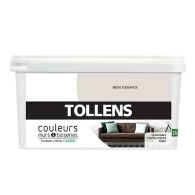 Peinture murs et boiseries Tollens beige élégance satin 2,5L