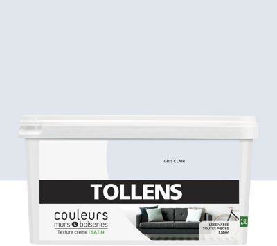 Peinture murs et boiseries Tollens gris clair satin 2,5L