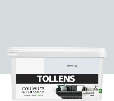 Peinture murs et boiseries Tollens instant gris satin 2,5L