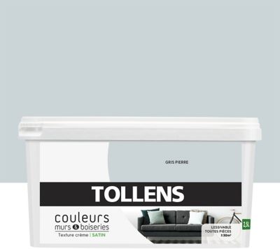 Peinture murs et boiseries Tollens gris pierre satin 2,5L