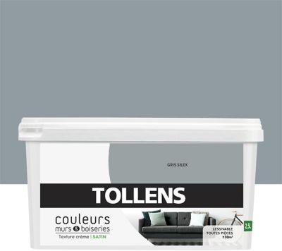 Peinture murs et boiseries Tollens gris silex satin 2,5L