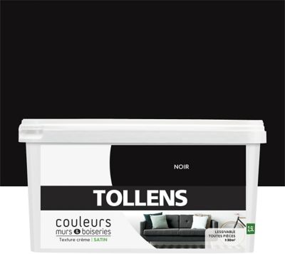 Peinture murs et boiseries Tollens noir satin 2,5L