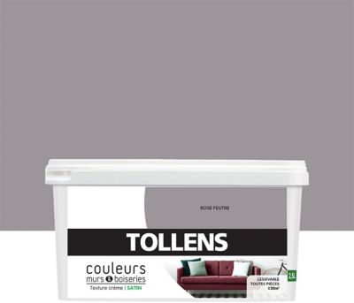 Peinture murs et boiseries Tollens rose feutré satin 2,5L