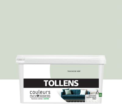 Peinture murs et boiseries Tollens touche de vert satin 2,5L