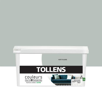 Peinture murs et boiseries Tollens vert poudré satin 2,5L