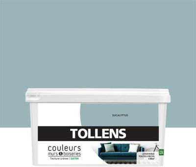 Peinture murs et boiseries Tollens eucalyptus satin 2,5L