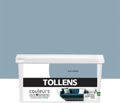 Peinture murs et boiseries Tollens bleu iceberg satin 2,5L