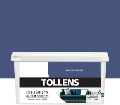 Peinture murs et boiseries Tollens bleu de caractère satin 2,5L
